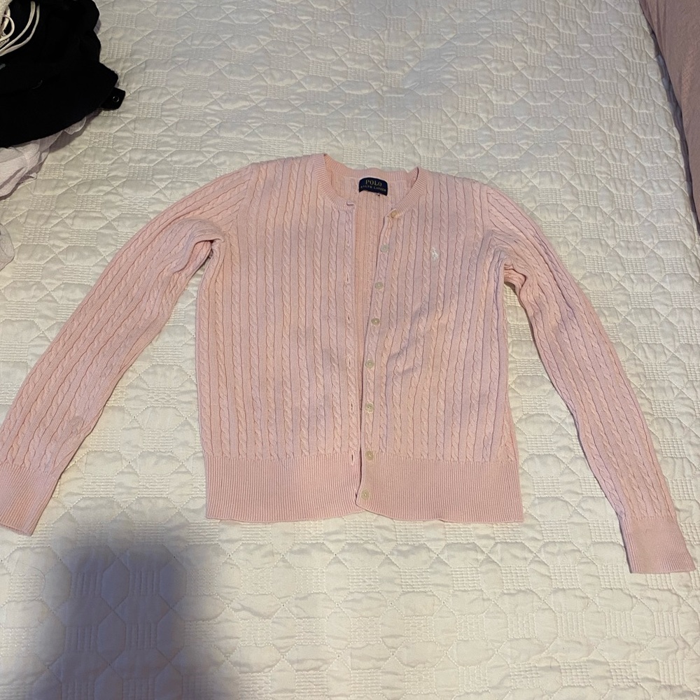 baby pink ralph lauren cardigan